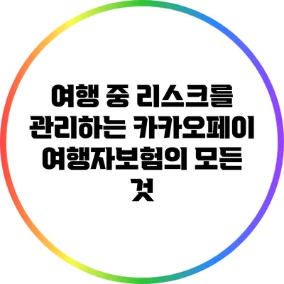 여행 중 리스크를 관리하는 카카오페이 여행자보험의 모든 것