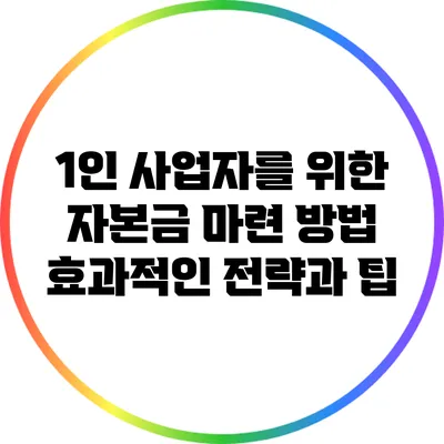 1인 사업자를 위한 자본금 마련 방법: 효과적인 전략과 팁