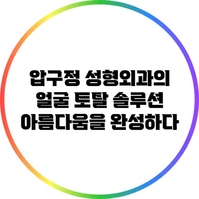 압구정 성형외과의 얼굴 토탈 솔루션: 아름다움을 완성하다