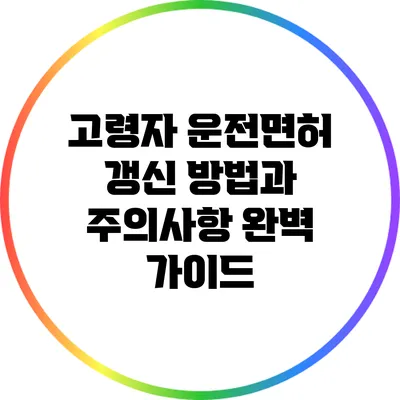 고령자 운전면허 갱신: 방법과 주의사항 완벽 가이드