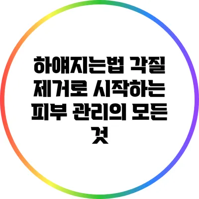 하얘지는법: 각질 제거로 시작하는 피부 관리의 모든 것