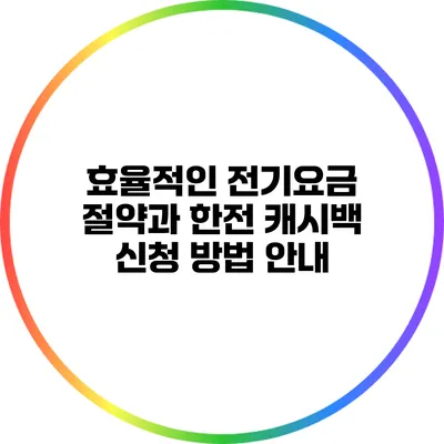 효율적인 전기요금 절약과 한전 캐시백 신청 방법 안내