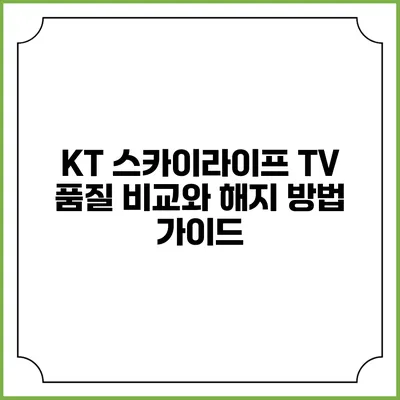 KT 스카이라이프 TV 품질 비교와 해지 방법 가이드