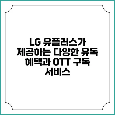 LG 유플러스가 제공하는 다양한 유독 혜택과 OTT 구독 서비스