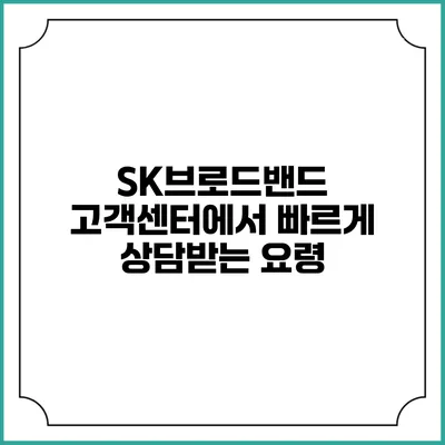 SK브로드밴드 고객센터에서 빠르게 상담받는 요령