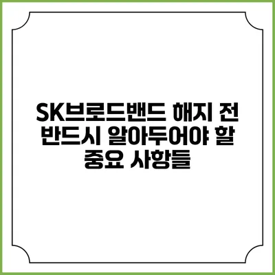 SK브로드밴드 해지 전 반드시 알아두어야 할 중요 사항들