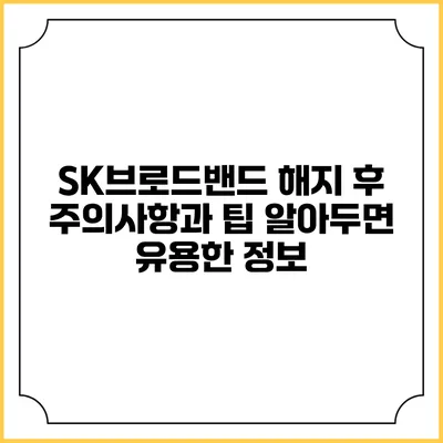 SK브로드밴드 해지 후 주의사항과 팁: 알아두면 유용한 정보