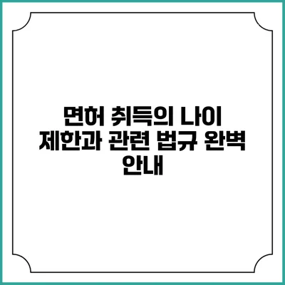 면허 취득의 나이 제한과 관련 법규 완벽 안내