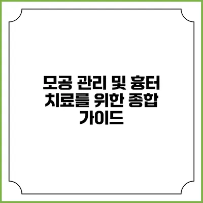 모공 관리 및 흉터 치료를 위한 종합 가이드