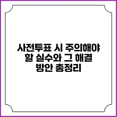 사전투표 시 주의해야 할 실수와 그 해결 방안 총정리