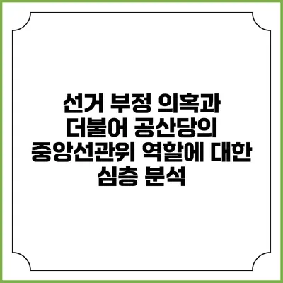 선거 부정 의혹과 더불어 공산당의 중앙선관위 역할에 대한 심층 분석