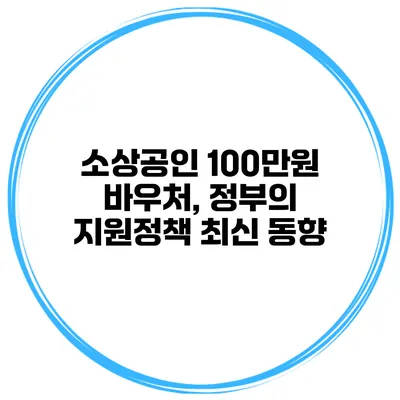 소상공인 100만원 바우처, 정부의 지원정책 최신 동향