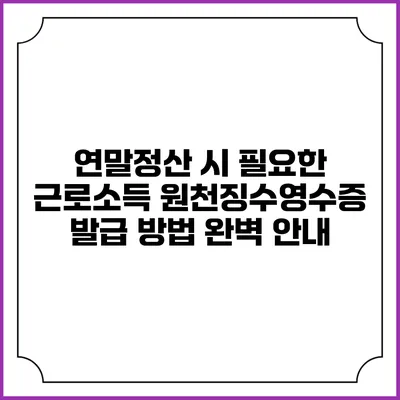 연말정산 시 필요한 근로소득 원천징수영수증 발급 방법 완벽 안내