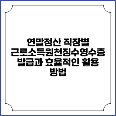 연말정산 직장별 근로소득원천징수영수증 발급과 효율적인 활용 방법
