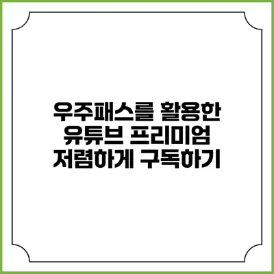 우주패스를 활용한 유튜브 프리미엄 저렴하게 구독하기