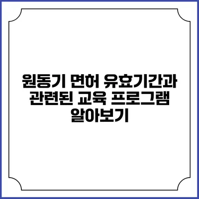 원동기 면허 유효기간과 관련된 교육 프로그램 알아보기