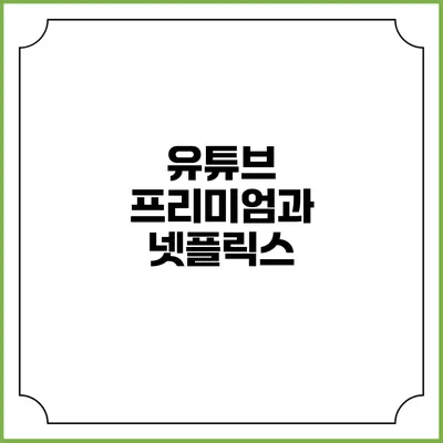 유튜브 프리미엄과 넷플릭스