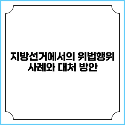 지방선거에서의 위법행위: 사례와 대처 방안