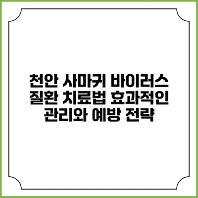 천안 사마귀 바이러스 질환 치료법: 효과적인 관리와 예방 전략