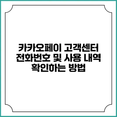 카카오페이 고객센터 전화번호 및 사용 내역 확인하는 방법