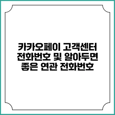 카카오페이 고객센터 전화번호 및 알아두면 좋은 연관 전화번호