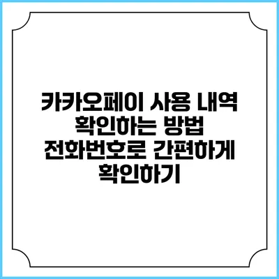 카카오페이 사용 내역 확인하는 방법: 전화번호로 간편하게 확인하기