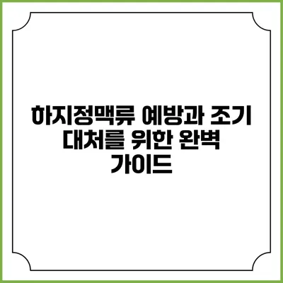 하지정맥류 예방과 조기 대처를 위한 완벽 가이드