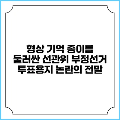 형상 기억 종이를 둘러싼 선관위 부정선거 투표용지 논란의 전말
