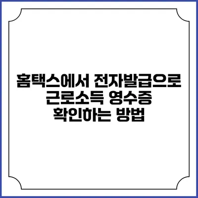 홈택스에서 전자발급으로 근로소득 영수증 확인하는 방법