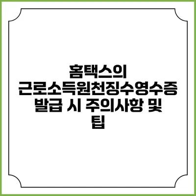 홈택스의 근로소득원천징수영수증 발급 시 주의사항 및 팁