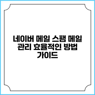 네이버 메일 스팸 메일 관리: 효율적인 방법 가이드