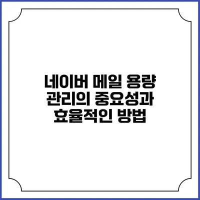 네이버 메일 용량 관리의 중요성과 효율적인 방법