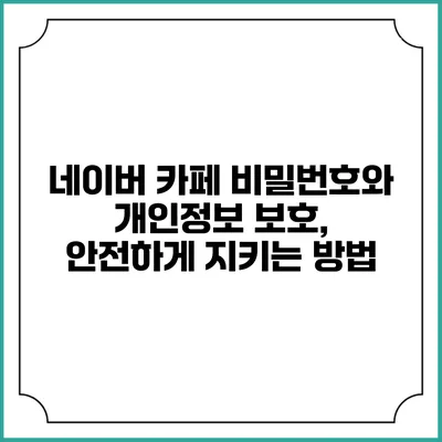 네이버 카페 비밀번호와 개인정보 보호, 안전하게 지키는 방법
