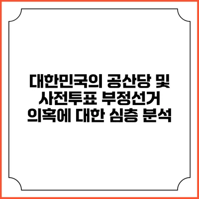 대한민국의 공산당 및 사전투표 부정선거 의혹에 대한 심층 분석