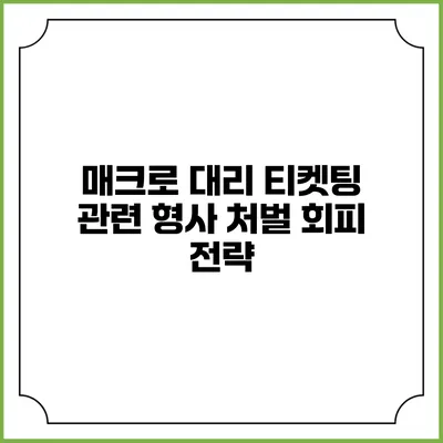 매크로 대리 티켓팅 관련 형사 처벌 회피 전략