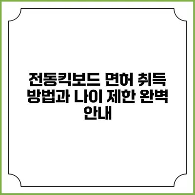 전동킥보드 면허 취득 방법과 나이 제한 완벽 안내