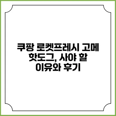 쿠팡 로켓프레시 고메 핫도그, 사야 할 이유와 후기