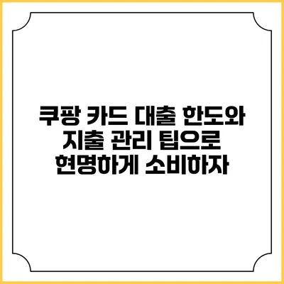 쿠팡 카드 대출 한도와 지출 관리 팁으로 현명하게 소비하자