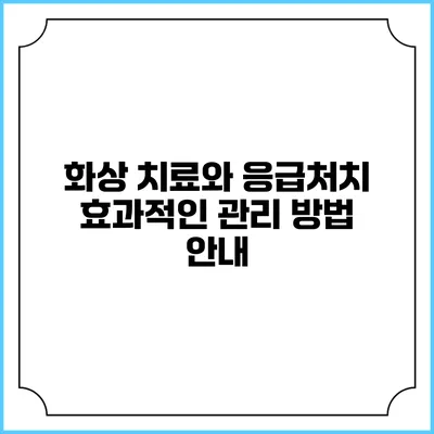 화상 치료와 응급처치: 효과적인 관리 방법 안내