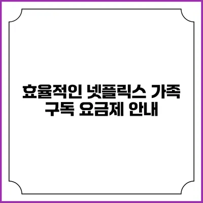 효율적인 넷플릭스 가족 구독 요금제 안내