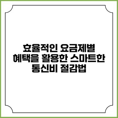 효율적인 요금제별 혜택을 활용한 스마트한 통신비 절감법