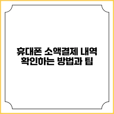휴대폰 소액결제 내역 확인하는 방법과 팁
